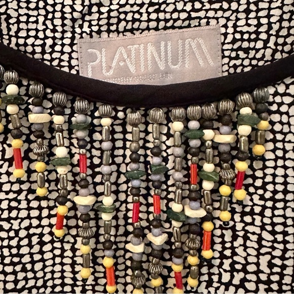 PLATINUM blouse cropped beaded boho vintage 1980s designer - Picture 2 of 10